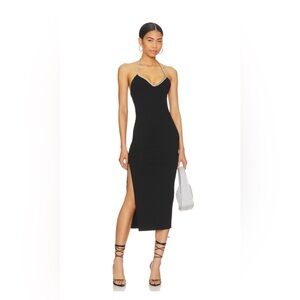 FIORUCCI | REVOLVE Crystal Neckline Bodycon Dress in Black
